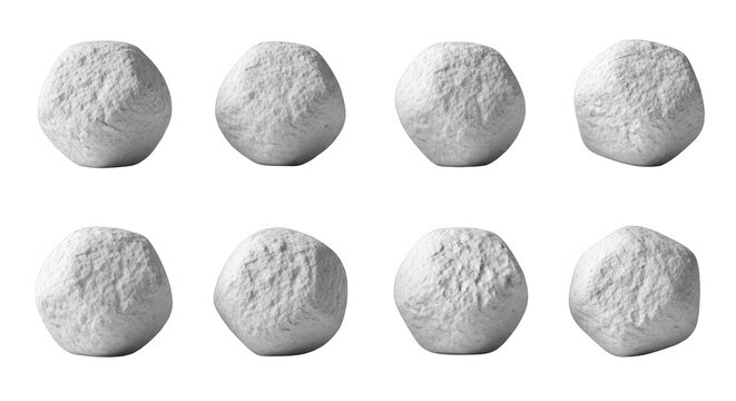 eight textured stone objects placed on white background design elements and abstract concepts