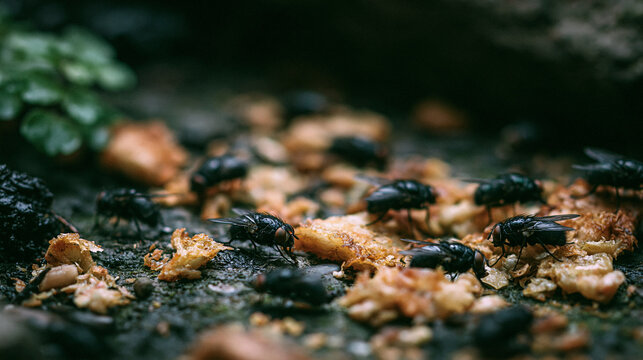 Beetles foraging for food forest floor wildlife close-up natural habitat ground-level perspective ecosystem behavior
