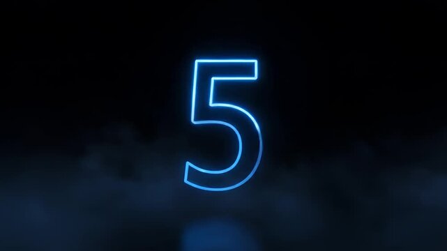 Glowing Blue Neon Numbers Displayed on Dark Background.
