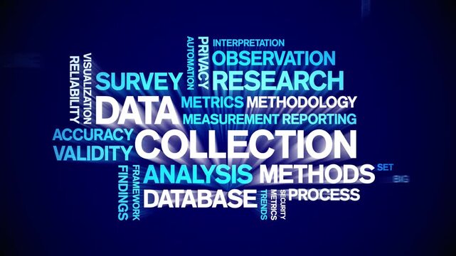 Data Collection animated word cloud-text design animation tag kinetic typography seamless loop.