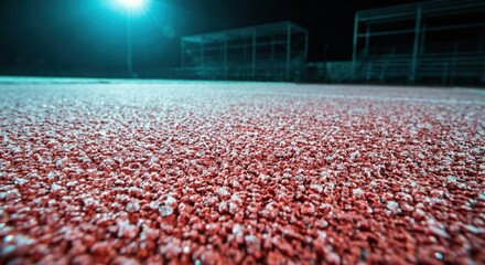 Fototapeta premium Close-up steeplechase track surface texture at night, stadium lights