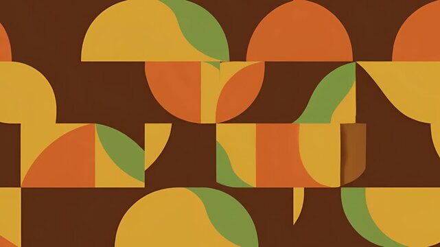 Retro Geometric Pattern with Abstract Shapes and Autumn Colors.