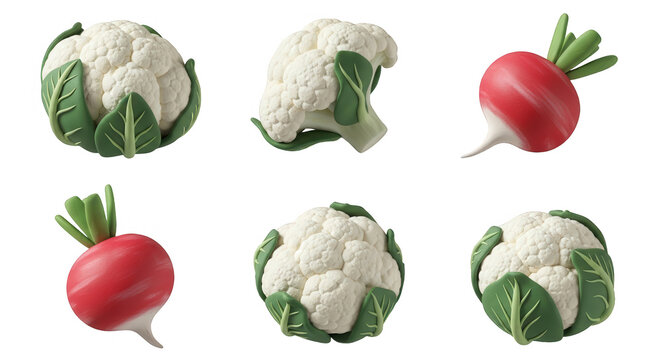 isolated 3d render of various vegetables arranged on a white background healthy food options for design or marketing