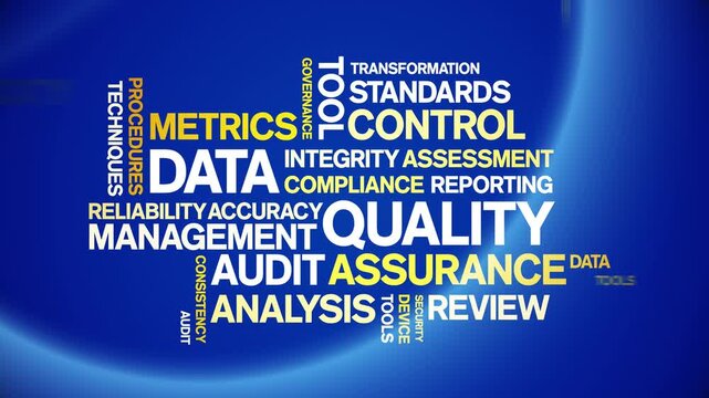Data Quality animated word cloud-text design animation tag kinetic typography seamless loop.