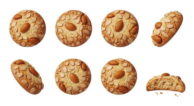almond cookies arranged on a white backdrop textures and shapes culinary design and dessert promotions