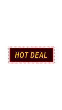 Hot deal text animation on red rectangle. Hot deal yellow promotional banner. Hot deal ecommerce marketing discount graphic on white.