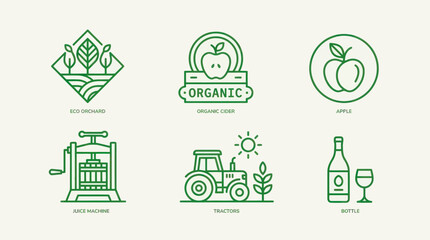 Organic Farming and Cider Production Icon Set © Naswi