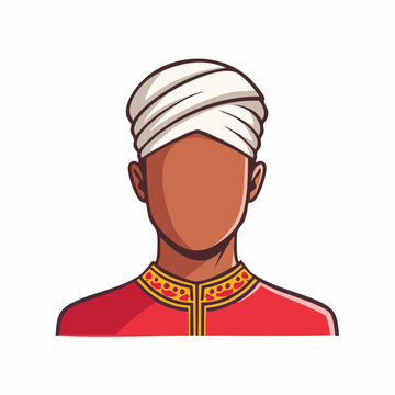 Illustration of a man wearing a turban and traditional clothing