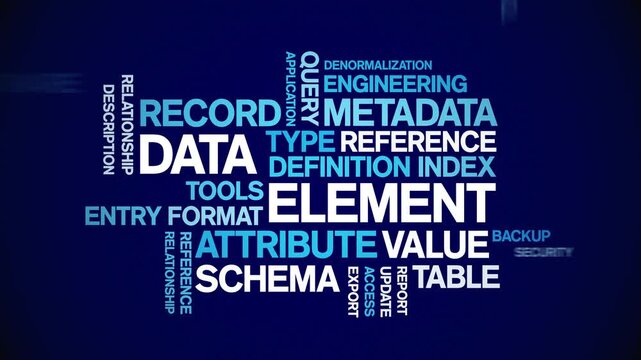 Data Element animated word cloud-text design animation tag kinetic typography seamless loop.