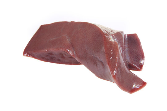 Pig liver on white background