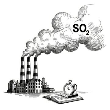 Industrial pollution and education concept.