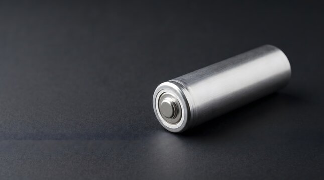 AA battery on dark surface, power source and energy storage macro close-up, industrial detail, technology background