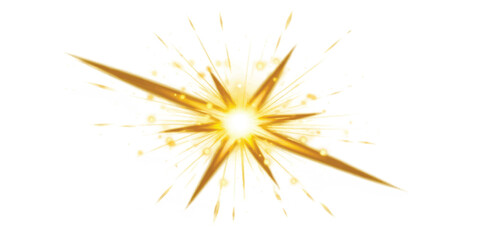 Fototapeta premium Golden light star burst effect with scattered specks isolated abstract luminous brilliant glamorous decoration intensity artistic celebration background