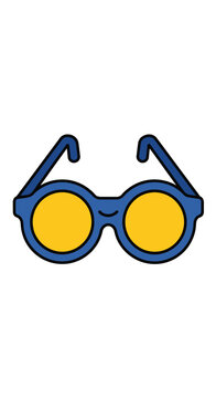 Blue sunglasses with yellow lenses.