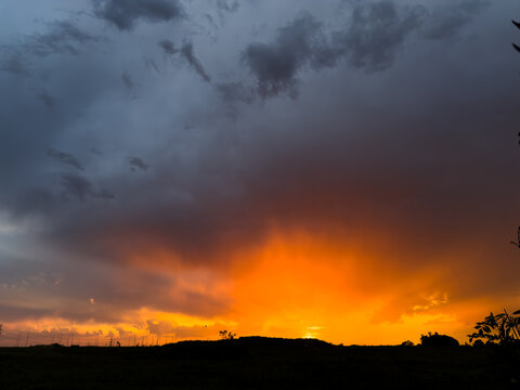 sunset in the countryside after a storm