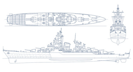 Naval Battleship Blueprint Drawing © umi
