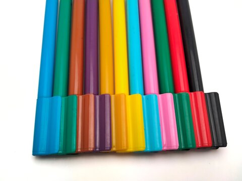 Bright Multicolored Drawing Markers for Art and Education