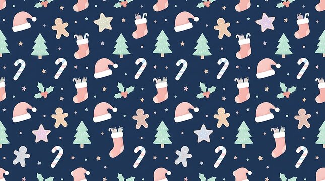Seamless christmas holiday pattern on a navy background