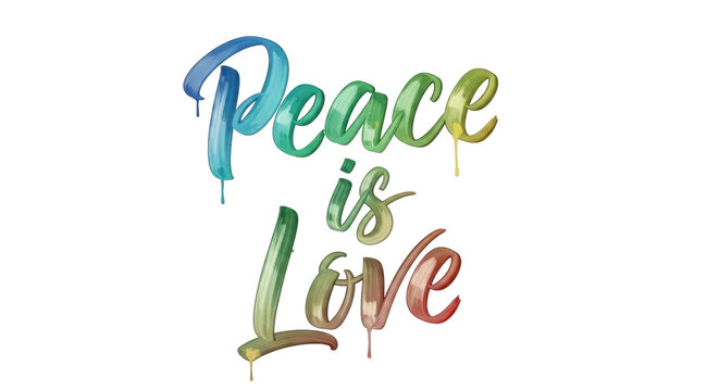 Peace is Love colorful typography