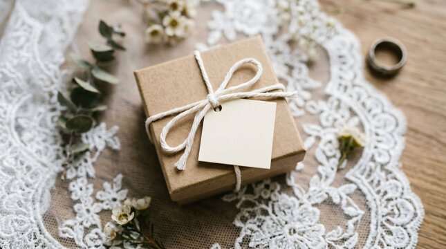 Wedding gift box with lace and ring