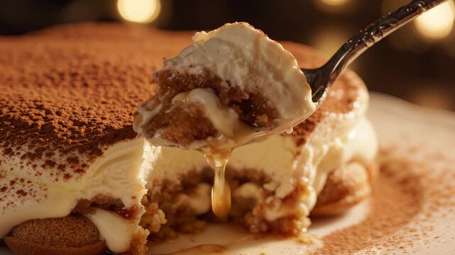Layered dessert with cocoa powder highlighting vibrant colors and contemporary design