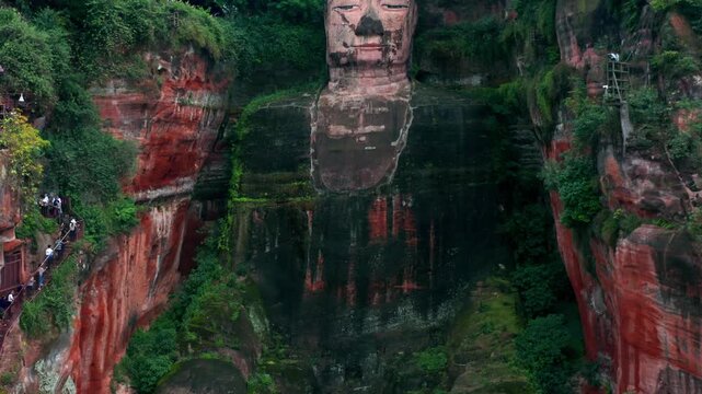 Leshan Giant Buddha Cliffside Landmark in Sichuan China in Leshan Giant Buddha, Sichuan, China
