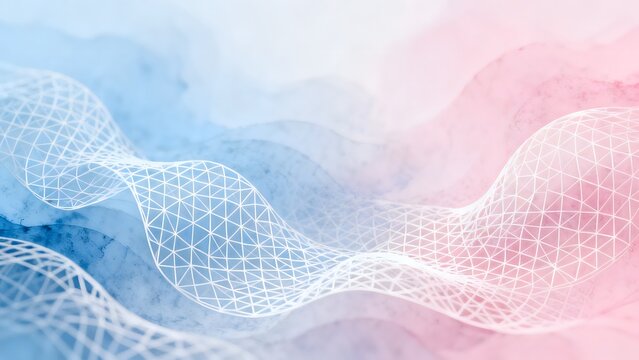 Abstract wave pattern with geometric mesh