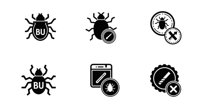Set of Software Bug and Malware Detection Icons