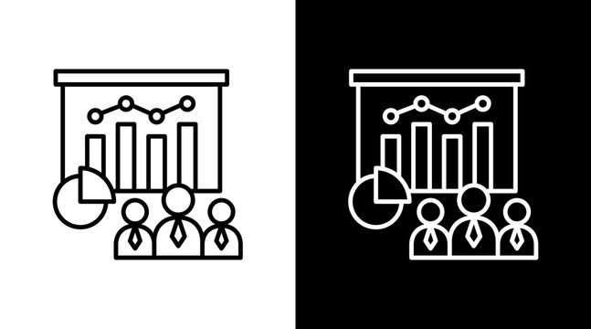 Workforce Analytics Outline White Icon Set Design