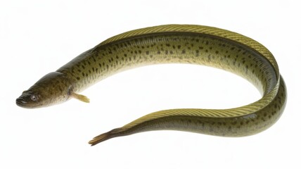 Naklejka premium American eel fish with spotted scales on white background for aquatic or marine concepts