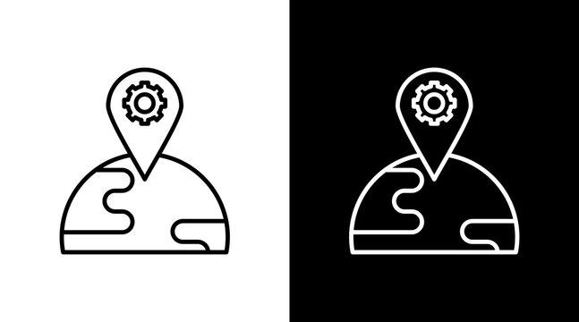 Region Settings Outline White Icon Set Design