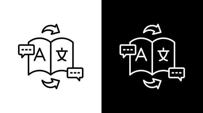 Language Switch Outline White Icon Set Design
