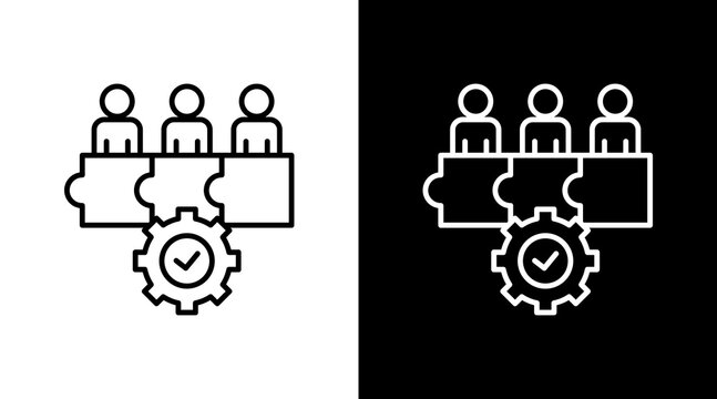 Team Engagement Outline White Icon Set Design