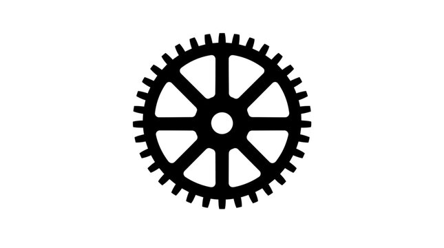 Minimalist black gear wheel icon with micro teeth on white background vector illustration