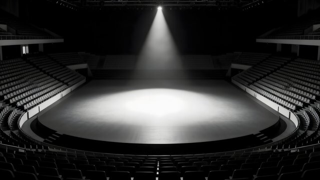 Empty theater with spotlight on stage