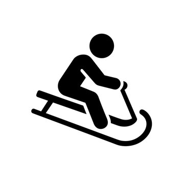 Silhouette Person Riding Sled Down Slope for Winter Sport and Recreational Activity