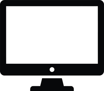 Minimalist computer monitor icon with blank white screen computer technology hardware business