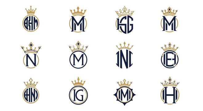 vector illustration of a set of gold and bronze