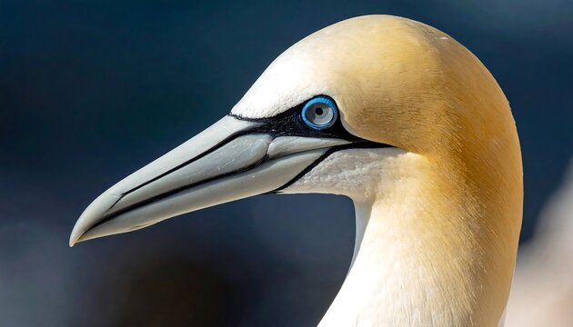 Elegant Northern Gannet Portrait with Blue Eye in Natural Coastal Setting
