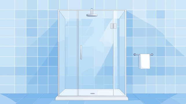 Modern transparent glass shower enclosure with wall-mounted towel