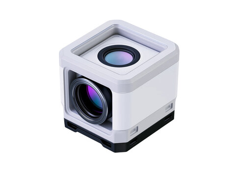 Futuristic Optical Sensor Camera Lens Module Transparent Background 3D Render