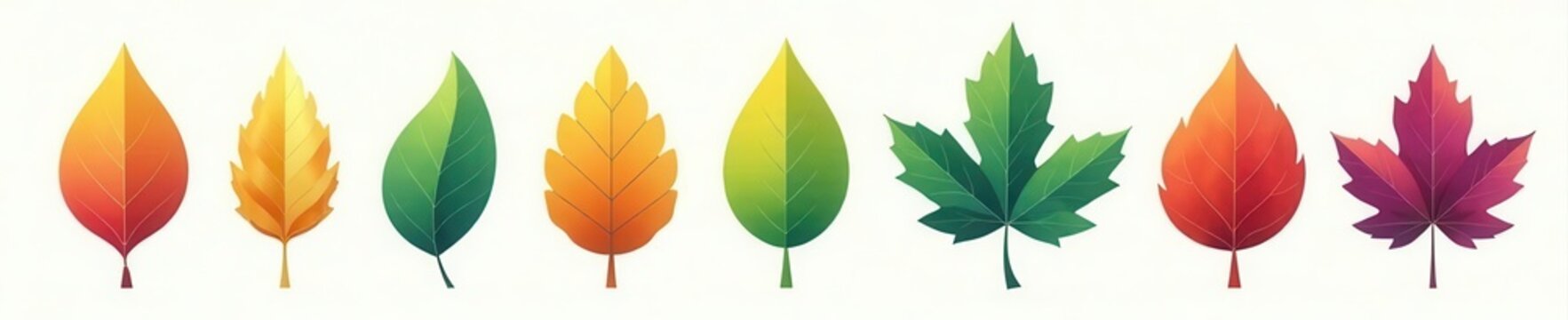 Line and fill leaf icons Diverse foliage for eco labels , leaf icons set, illustration