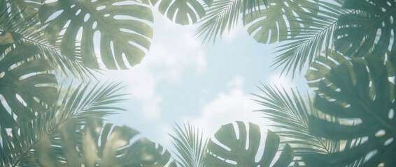 Fototapeta premium Tropical Forest Canopy with Natural Negative Space and Leafy Green Foliage