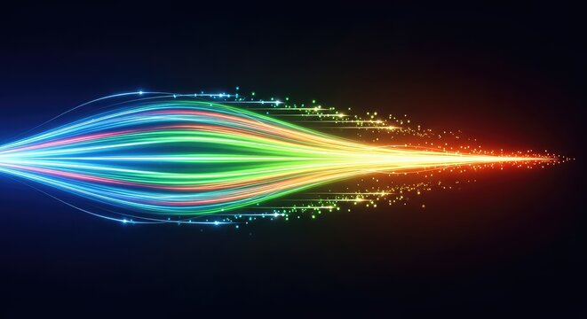 Abstract dynamic energy flow showing rapid acceleration and continuous forward progress in a vibrant, futuristic conceptual design, boost, futuristic, success