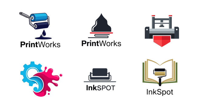Set of Creative Printing and Design Company Logo Templates