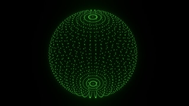 Green Particle Globe Sphere With Futuristic Digital Dot Surface
