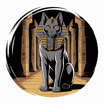 Egyptian Cat with Pharaonic Collar.