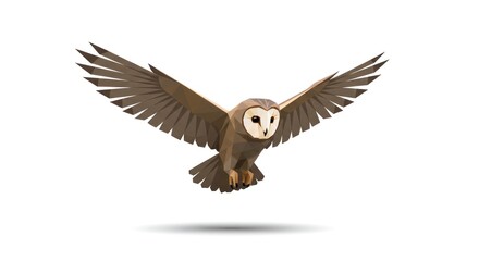 Fototapeta premium A brown owl is flying through the air with its wings spread.