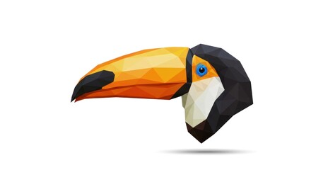 Obraz premium Vibrant Toucan Bird Head Illustration with Large Orange Beak and Blue Eye
