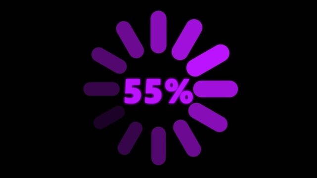 Animated Loading Spinner with Percentage Display in Purple.